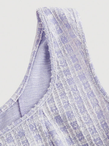 Women's Plaid Print Double-Breasted Round Neck Sleeveless Dress