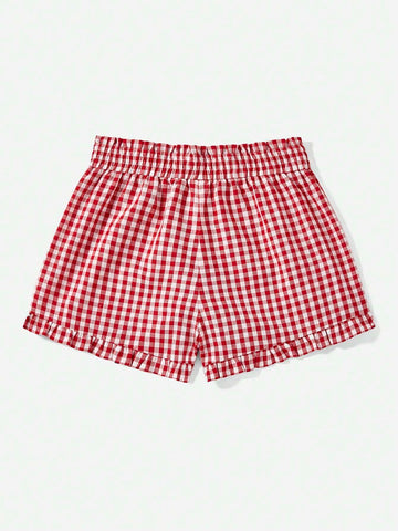 MOD Women's Plaid Ruffle Hem Summer Shorts