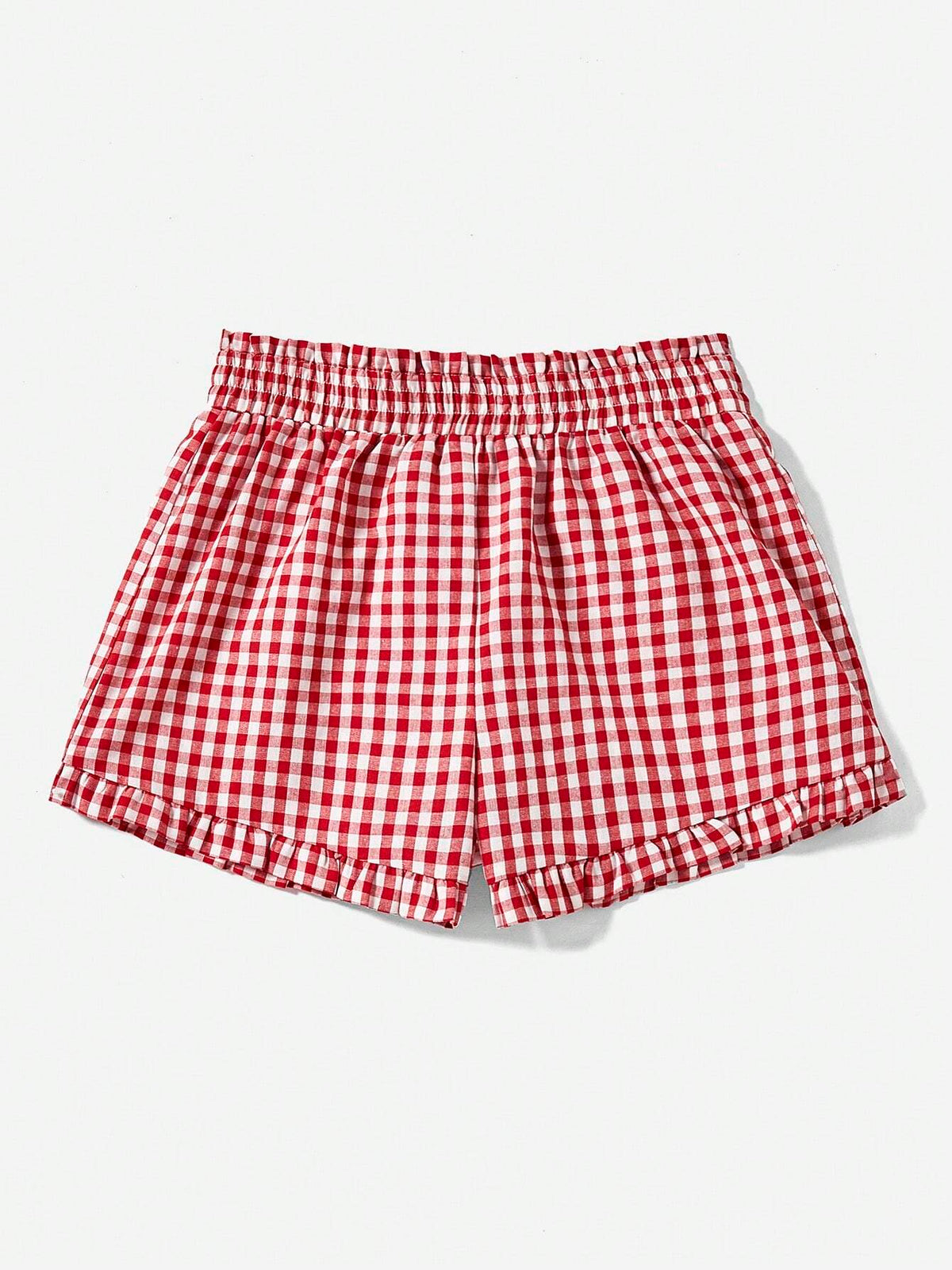 MOD Women's Plaid Ruffle Hem Summer Shorts
