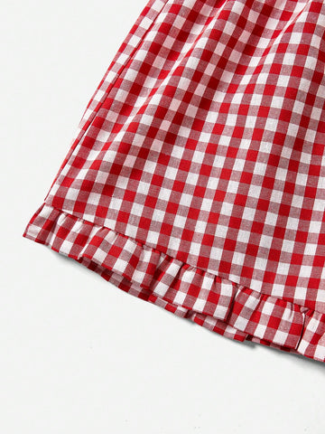 MOD Women's Plaid Ruffle Hem Summer Shorts