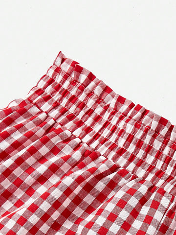 MOD Women's Plaid Ruffle Hem Summer Shorts