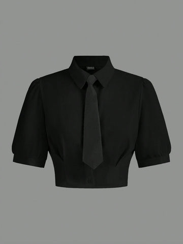 MOD Women's Plain Casual Versatile Short Sleeve Shirt