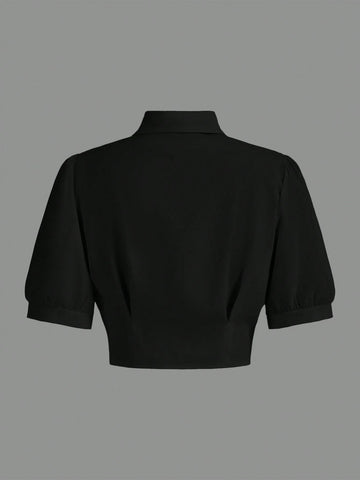 MOD Women's Plain Casual Versatile Short Sleeve Shirt