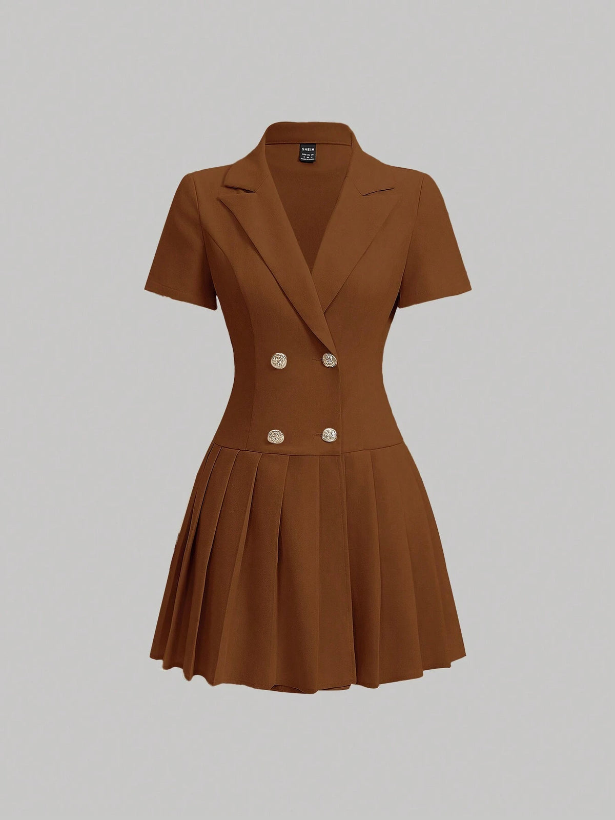 Women's Plain Simple Daily Wear Boat Neck Pleated Dress