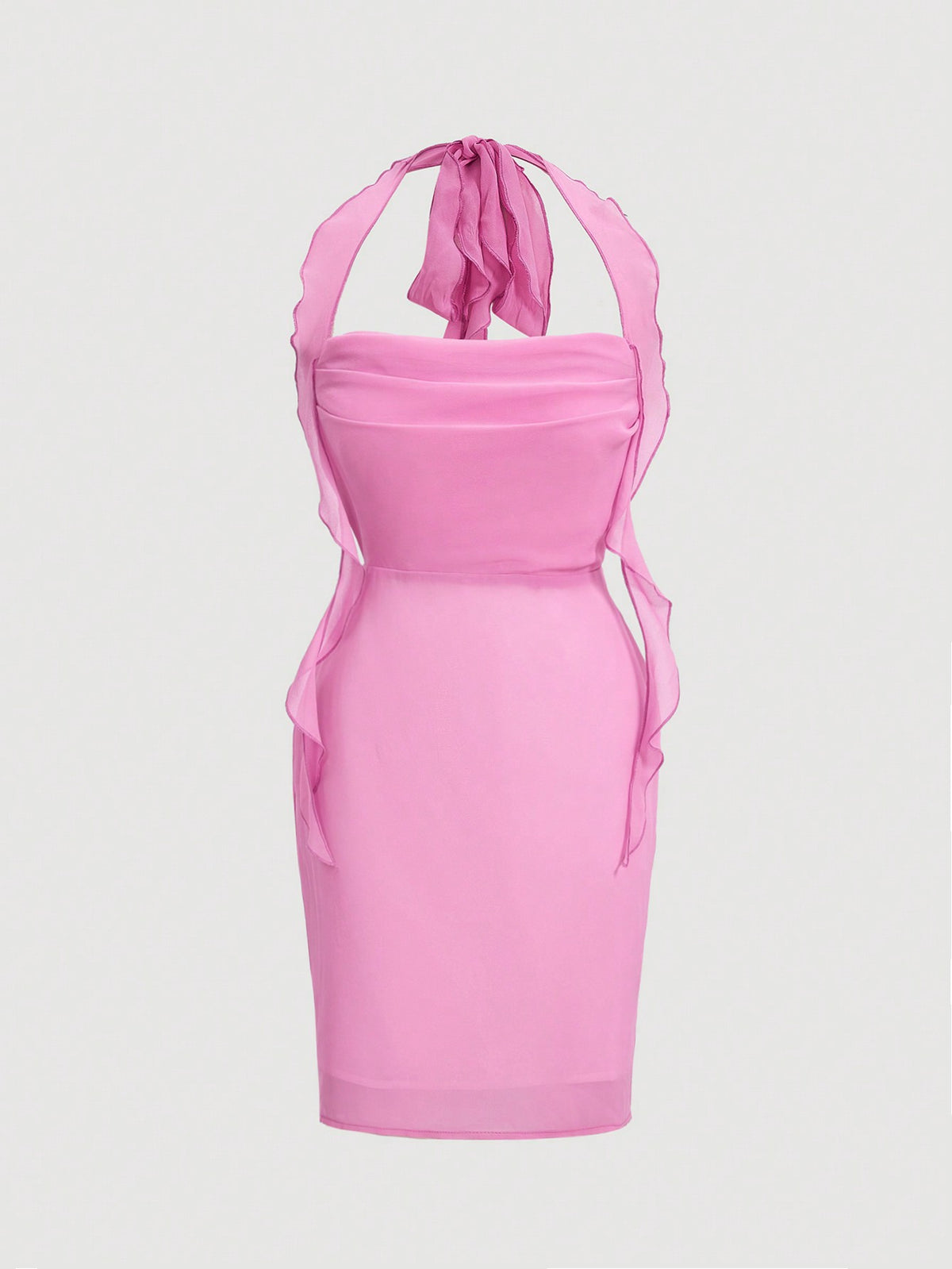 Women's Pleated Halter Neck Tie Waist Dress