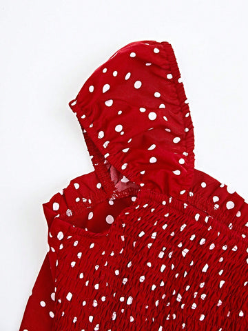 Women's Polka Dot Print Lace Trim Casual Shirt, Perfect For Music Festivals, Summer