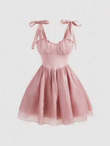 MOD Women's Ruffle Shoulder Knot Front Dress