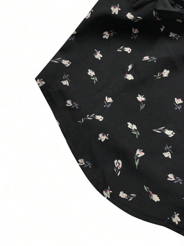 MOD Women's Ruffled Square Collar Ditsy Floral Lantern Sleeve Blouse, Spring/Summer