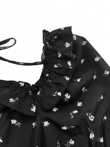 MOD Women's Ruffled Square Collar Ditsy Floral Lantern Sleeve Blouse, Spring/Summer