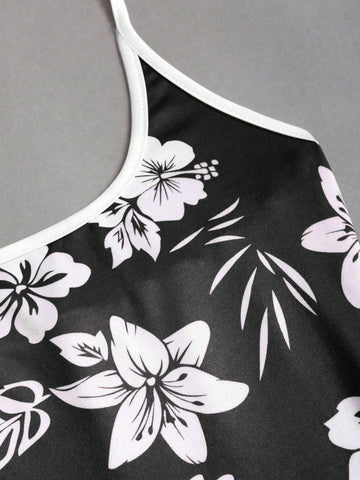 Women's Sexy Vacation Casual Bodycon Lace-Up Print Mini Dress