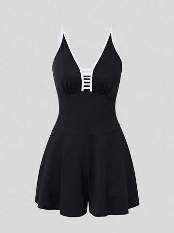 Women's Simple Color-Block Spaghetti Strap Jumpsuit