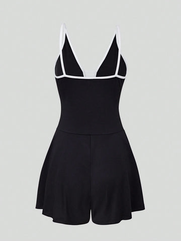 Women's Simple Color-Block Spaghetti Strap Jumpsuit