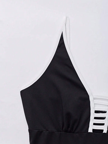 Women's Simple Color-Block Spaghetti Strap Jumpsuit