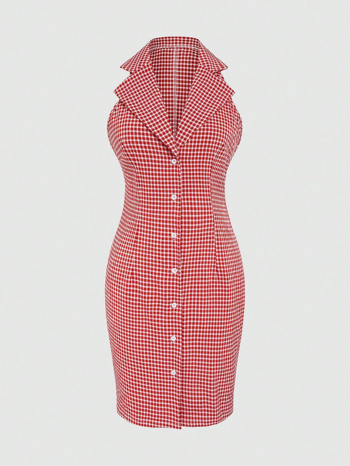 Women's Sleeveless Plaid Shirt Cardigan Dress