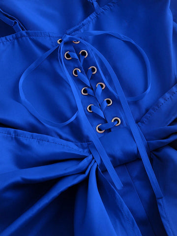 Women's Solid Color Butterfly Back Bow Decor Elegant Camisole Dress