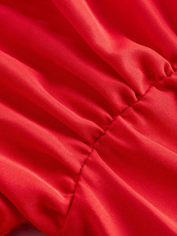 MOD Women's Solid Color Long Sleeve Ruffled Single-Breasted Elegant Blouse, Autumn