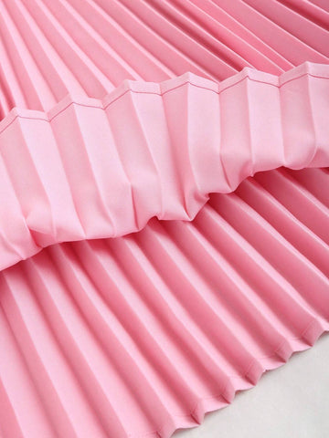 MOD Women's Solid Color Short Casual Pleated Skirt