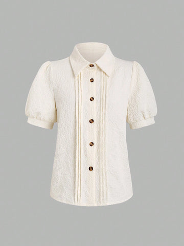 MOD Women's Solid Color Simple Short Sleeve Shirt For Everyday Wear