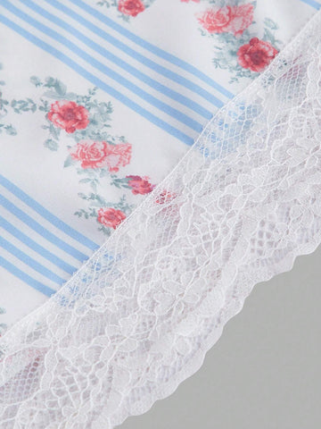 MOD Women's Summer Bohemian Music Festival Floral & Lace Patchwork Long Skirt