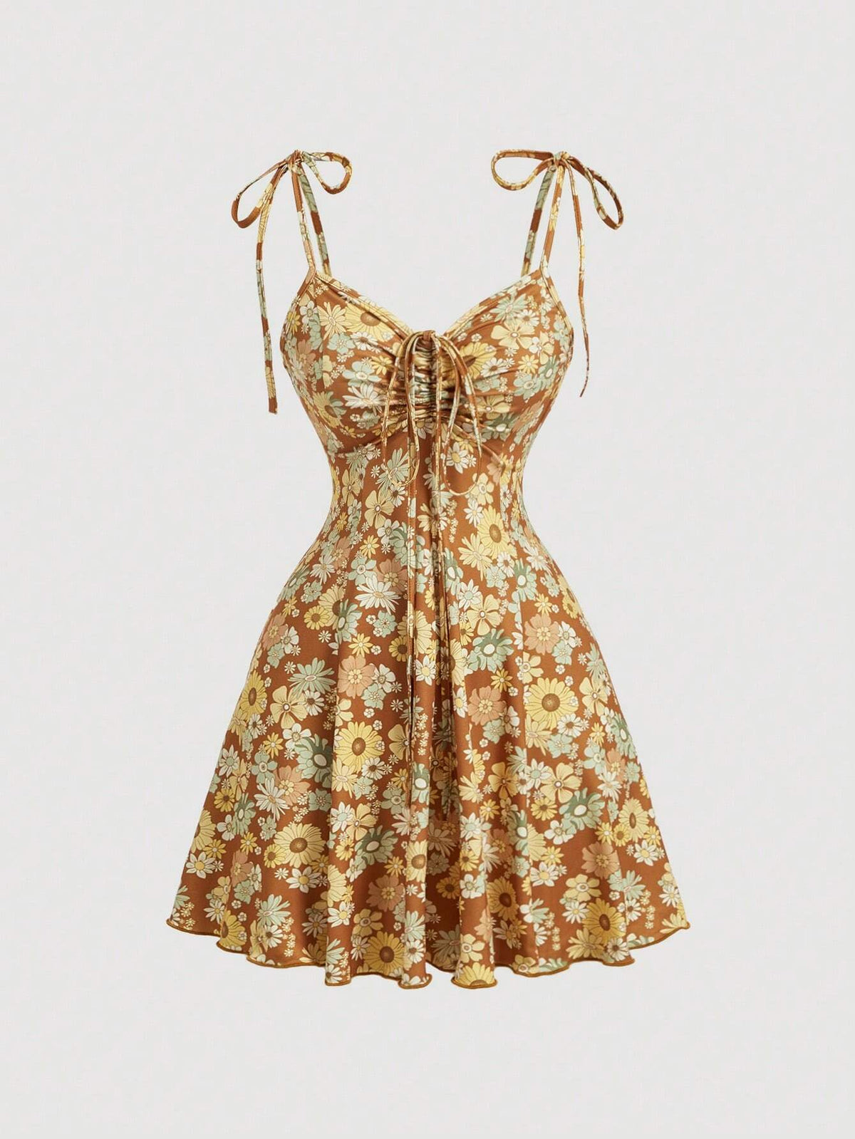 Women's Summer Floral Lace-Up A-Line Sundress