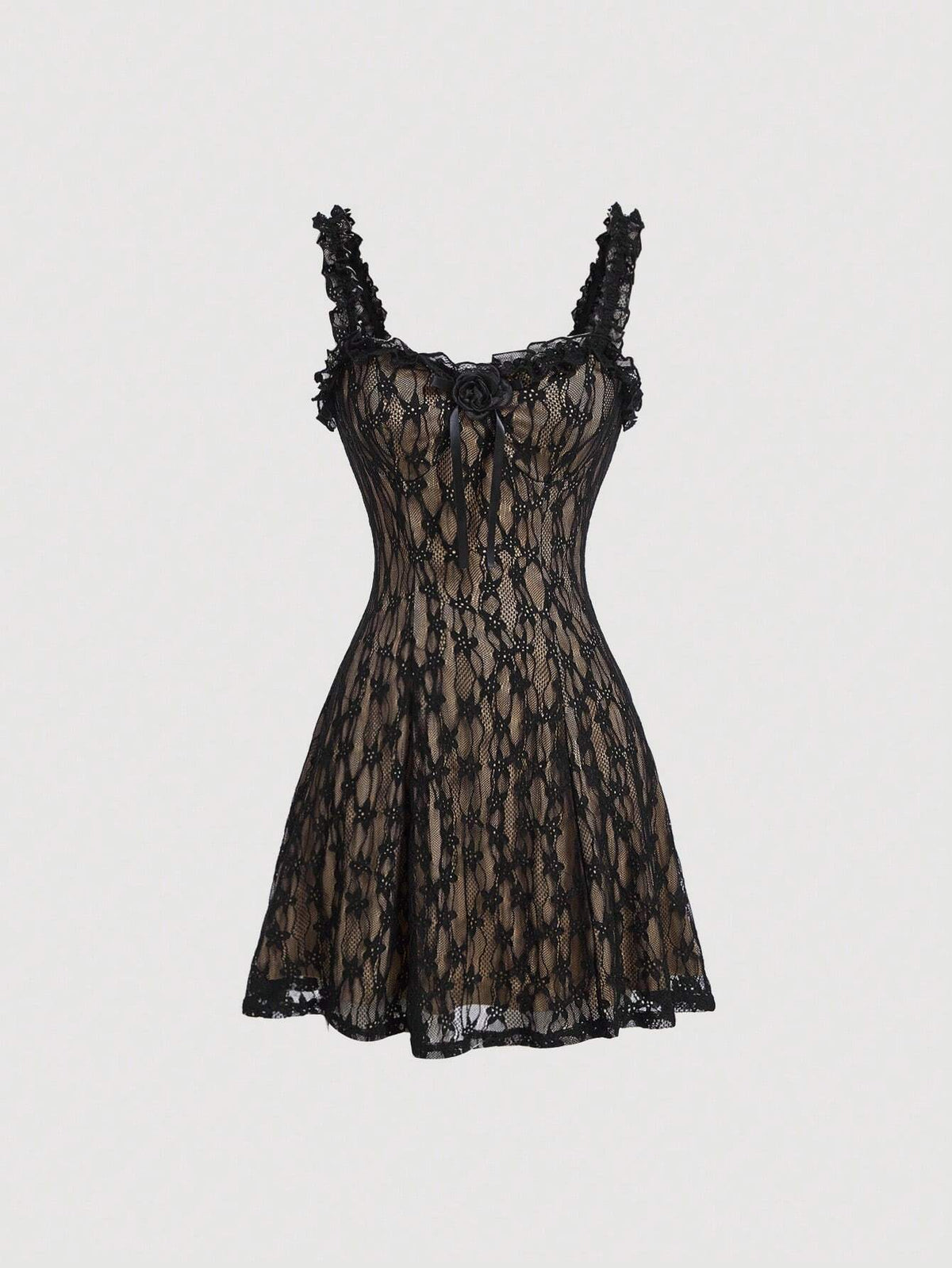 Women's Summer Lace Waist Cinched Spaghetti Strap Dress