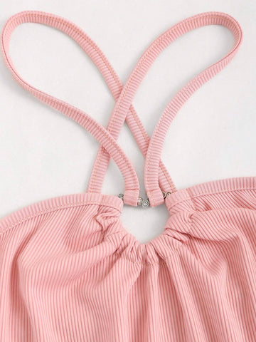 Women's Summer Solid Color Halter Bodysuit