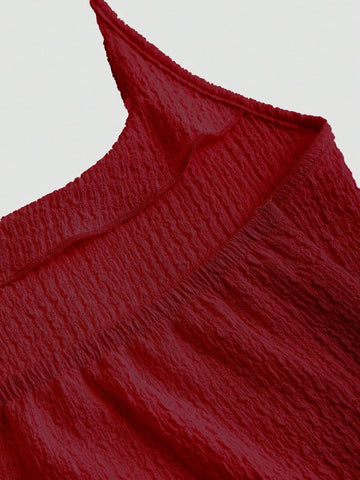 Women's Summer Textured Ruffle Halter Bodycon Dress