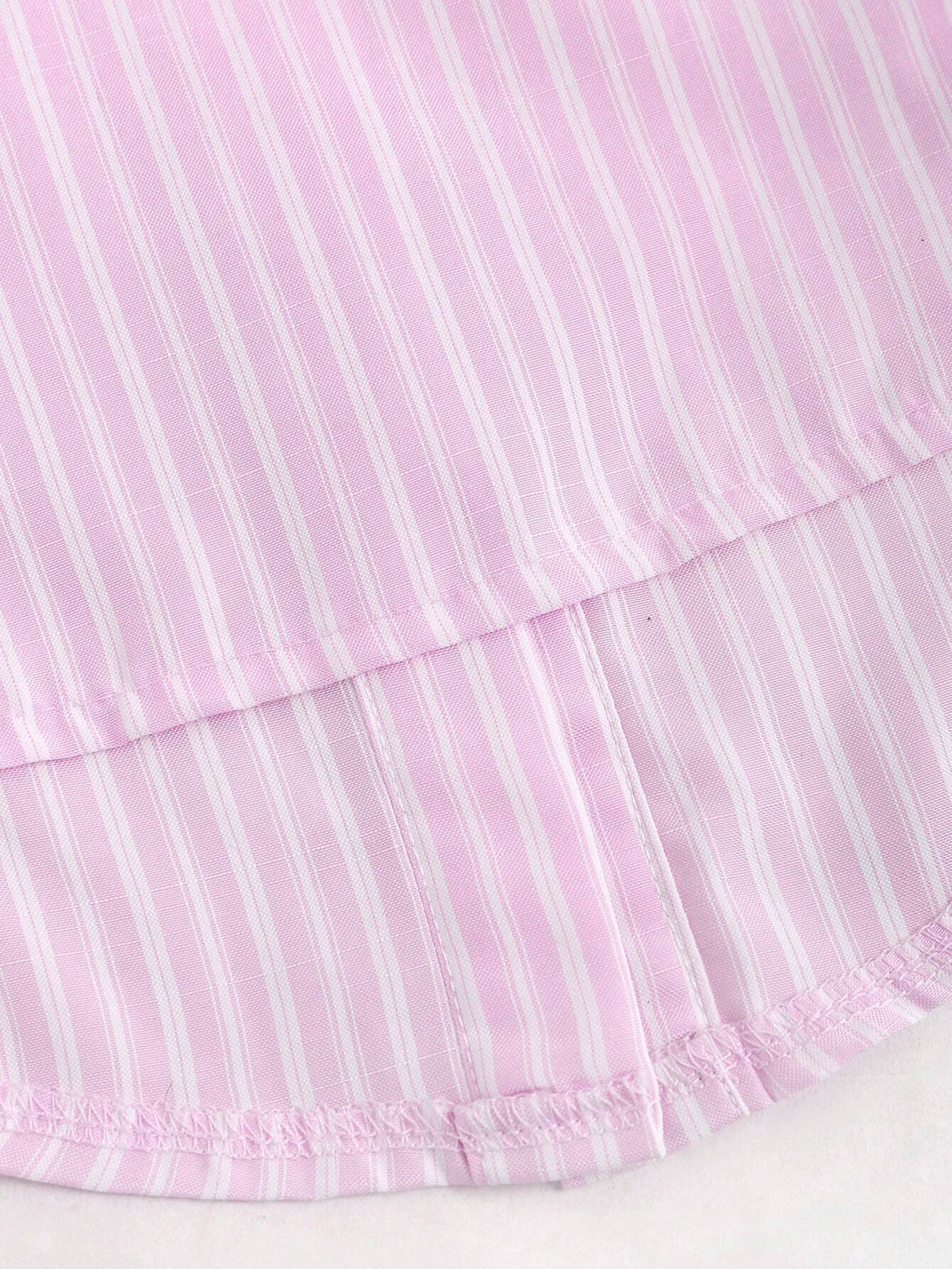 MOD Women's Sweet & Spicy Striped Turn-Down Collar Short Sleeve Cropped Chic Blouse With Cinched Waist