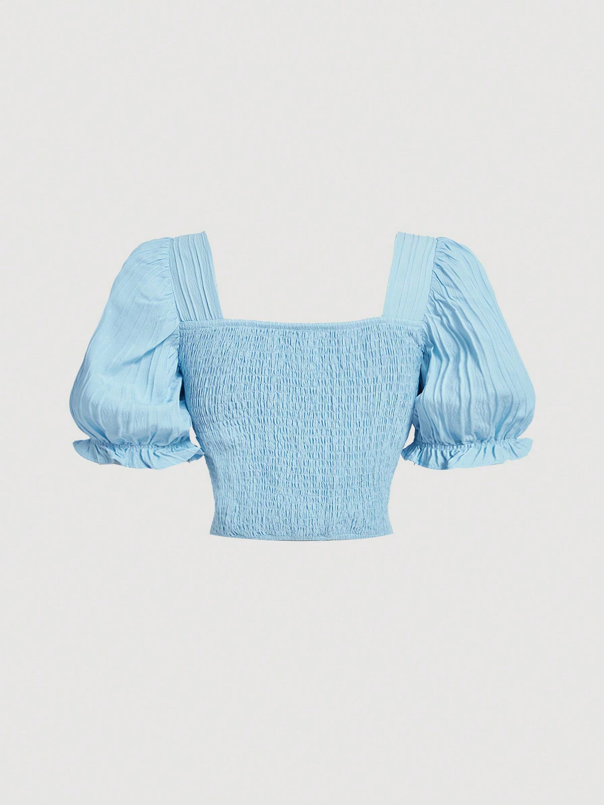 Women's Textured Puff Sleeve Top And Skirt Set