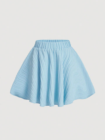 Women's Textured Puff Sleeve Top And Skirt Set