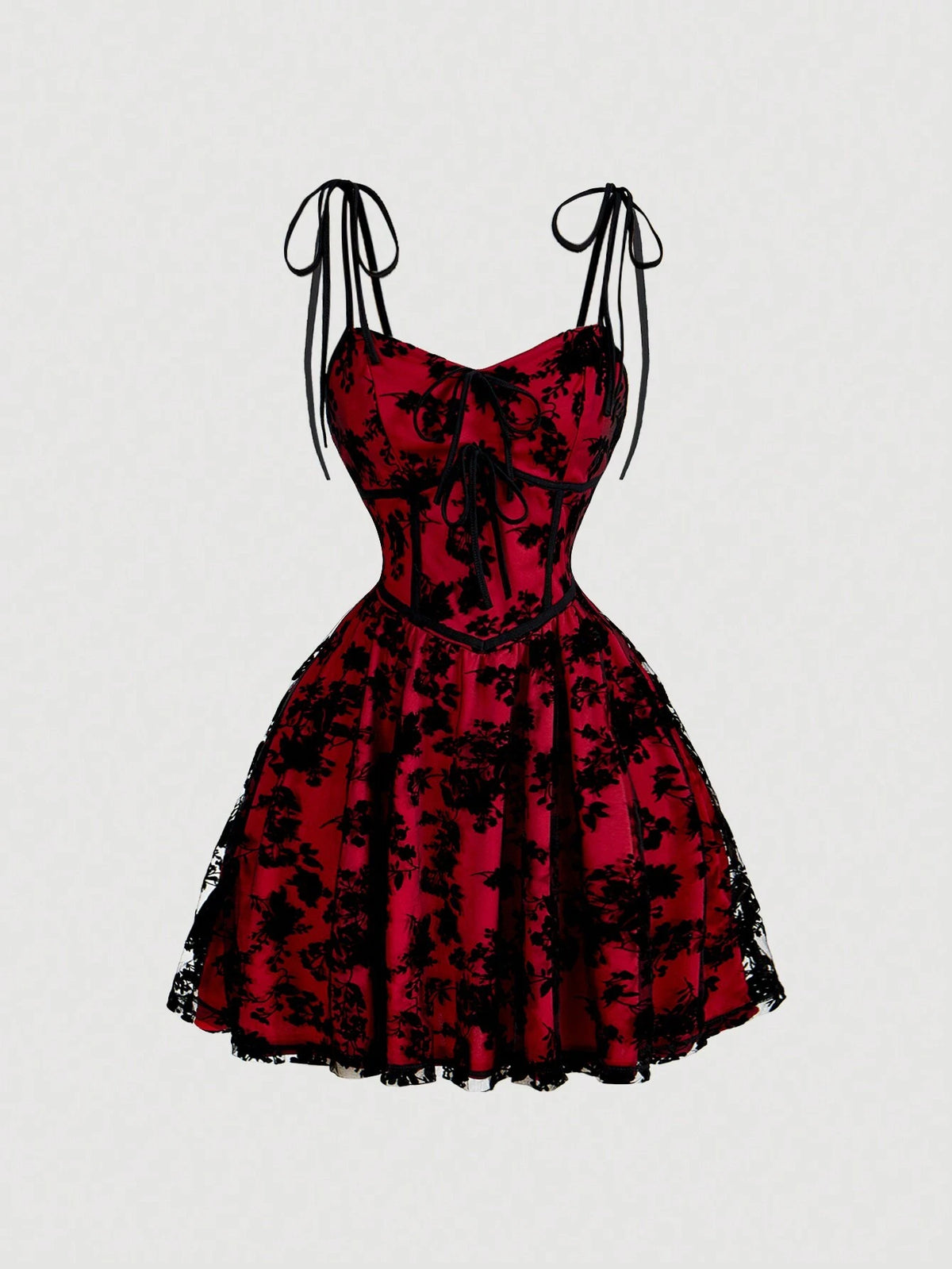 Women's Velvet & Mesh Net Spaghetti Strap Black Dress