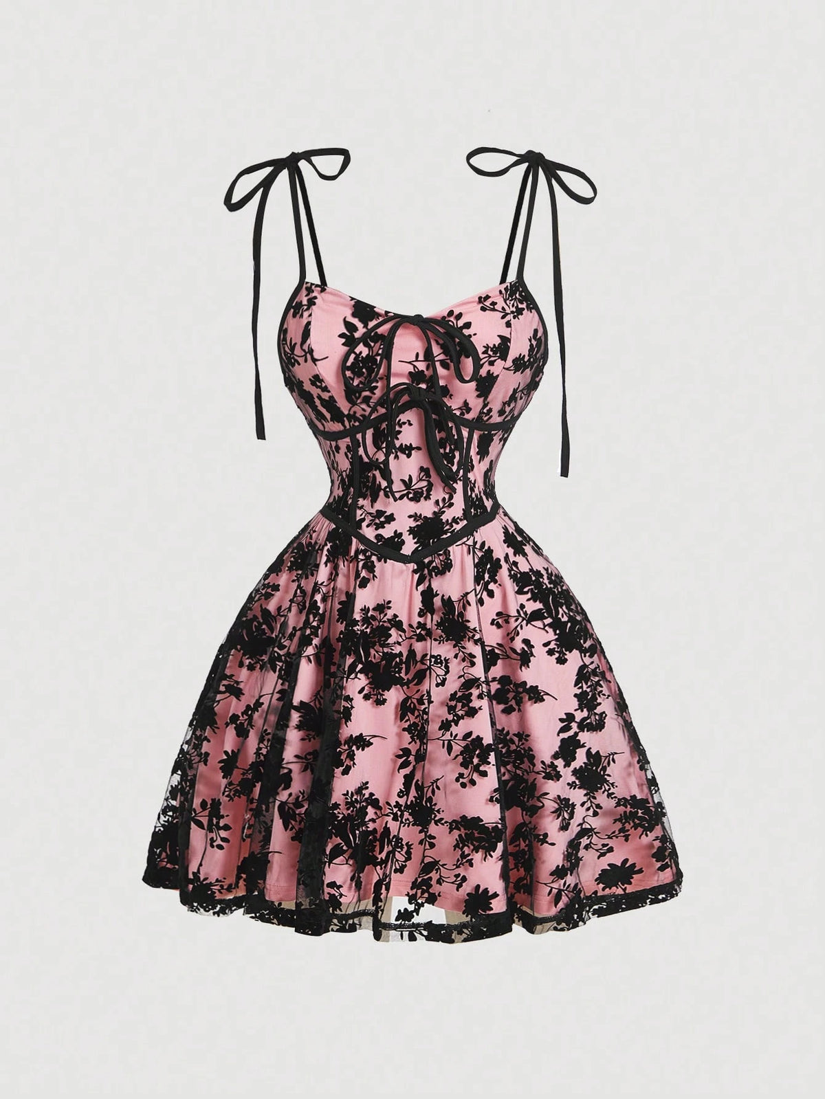 Women's Velvet & Mesh Net Spaghetti Strap Black Dress