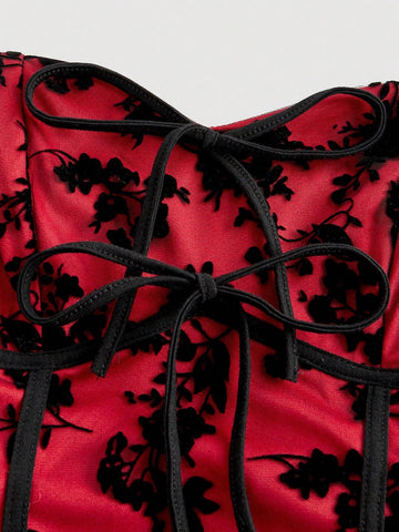 Women's Velvet & Mesh Net Spaghetti Strap Black Dress