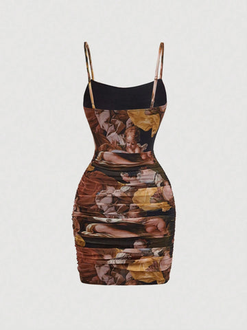 Women''s Vintage Angel Painting Print Bodycon Dress,Renaissance Dress,Homecoming