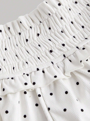 MOD Women's Vintage Black And White Polka Dot Low Waist Knit Shorts,Sexy Halloween Costume,Bloomer Shorts,Christmas Women Pajamas,Halloween Pajamas