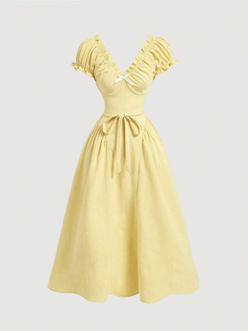 Women's Yellow Summer Long Dress, Holiday Dress