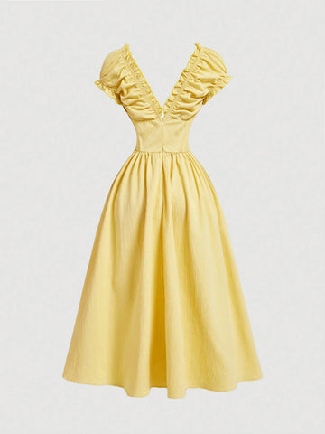 Women's Yellow Summer Long Dress, Holiday Dress