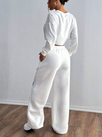 MOOSTA 1pc Personality Print Drawstring Waist Street Casual Sweatpants