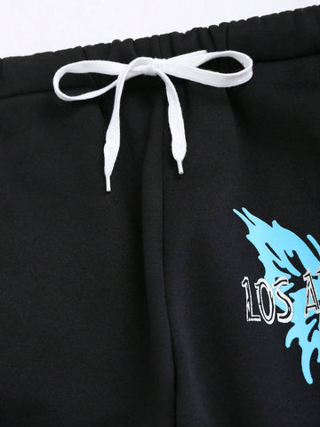 2pcs/Set Women Sports Casual Daily Butterfly Print Hoodie Sweatshirt And Sweatpants Set, For Autumn