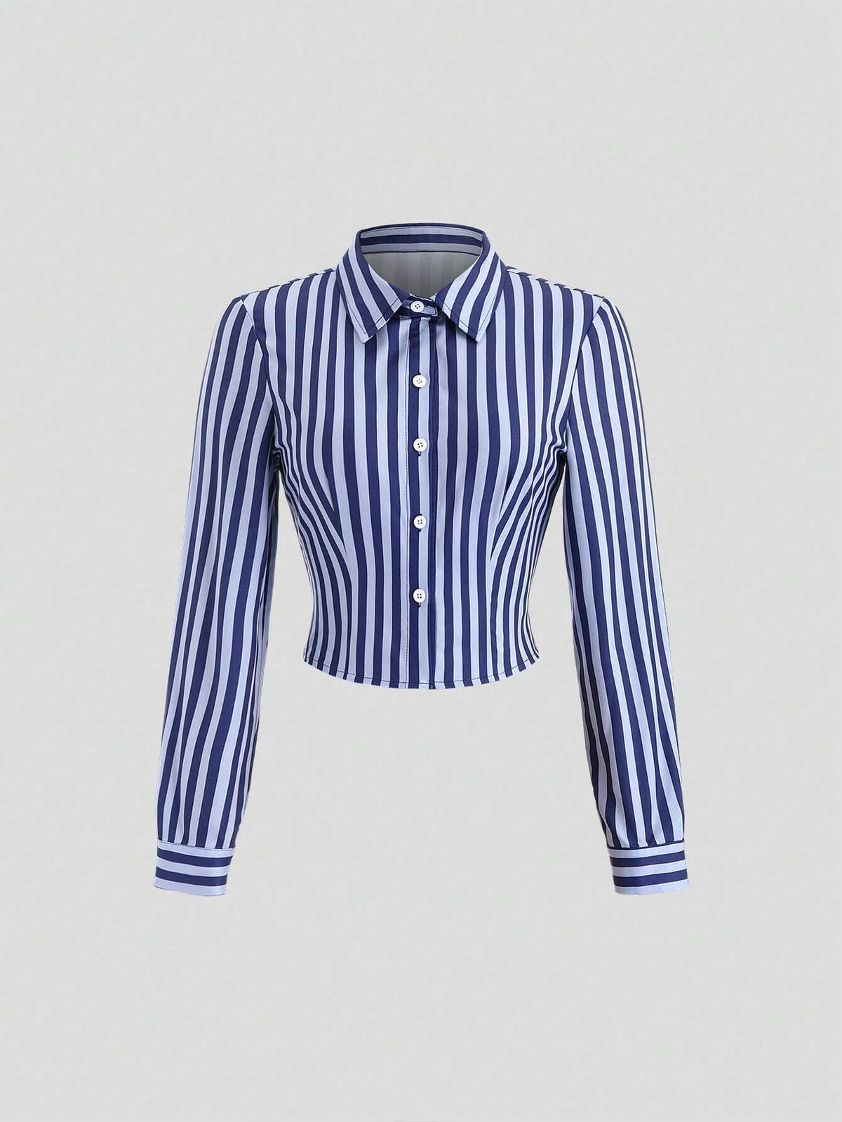 Casual Daily Striped Front Button Long Sleeve Shirt, Autumn