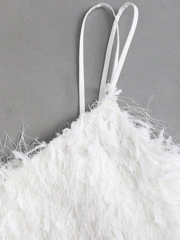 Casual Fringed Party Style Slip Dress, Minimalist Fashion For Everyday Wear