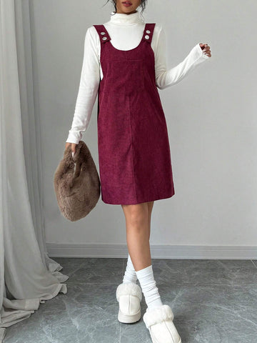 Christmas Return To School Season Casual Cute Loose Pocket Corduroy Red Young People