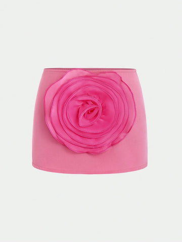 MOOSTA Fashionable Women Mesh Skirt With Three-Dimensional Flower Accents