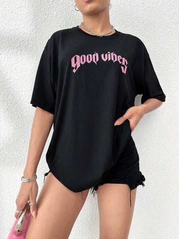 Letter Graphic Drop Shoulder Tee