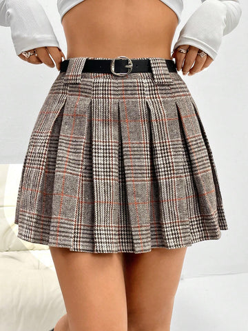 MOOSTA Plaid Pleated Skirt