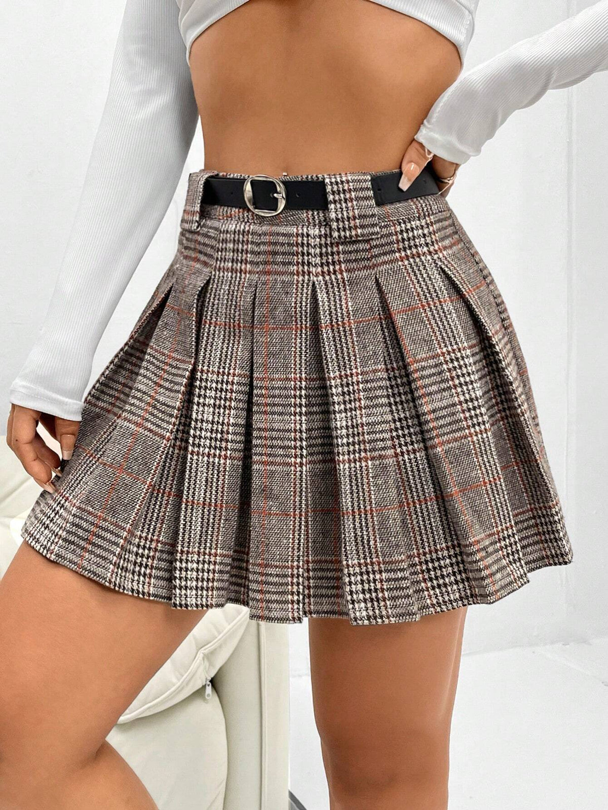 MOOSTA Plaid Pleated Skirt