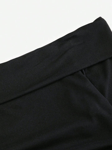 Sexy Black Off Shoulder Ruched Flower Mini Dress