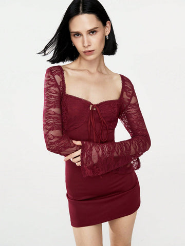 MOOSTA Sexy Lace Sleeve Backless Strap Bodycon Dress
