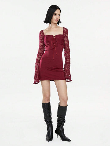 MOOSTA Sexy Lace Sleeve Backless Strap Bodycon Dress