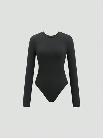Women Casual Slim Fit Long Sleeve Bodysuit, Versatile For Autumn